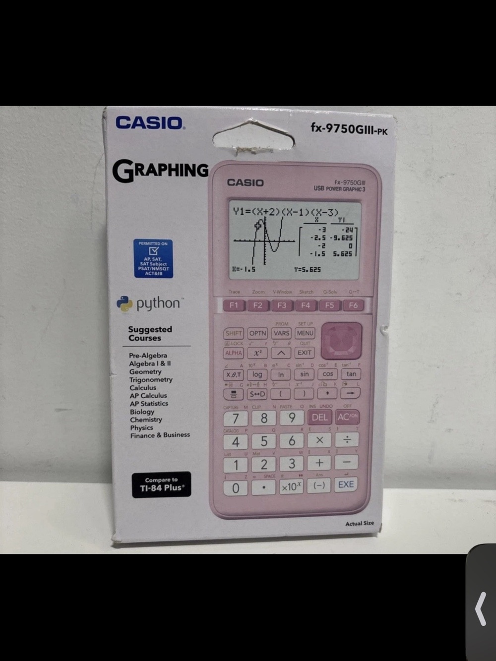 Casio FX-9750GIII Graphing Calculator Python & Natural Text Book Displa NEW Pink